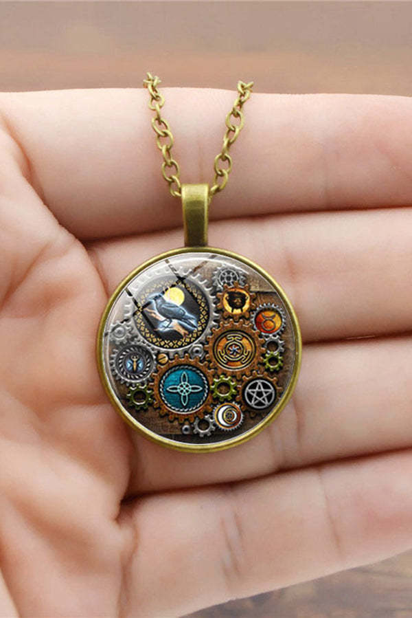Steampunk Mechanical Time Gem Necklace-consonak