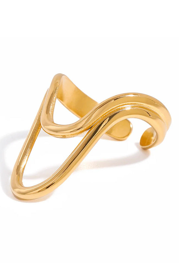 Fashionable Irregular Line Stainless Steel Open Ring-consonak