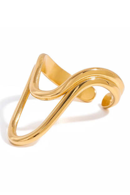 Fashionable Irregular Line Stainless Steel Open Ring-consonak