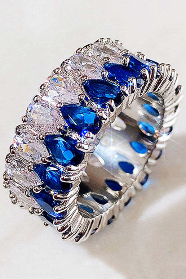 Light Luxury Double Row Drop Zircon Ring-consonak