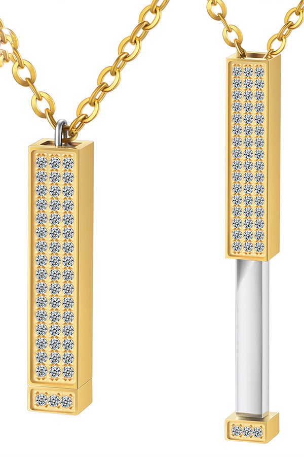 Stainless Steel Diamond Nesting Doll Retractable Three-dimensional Rod Necklace | Consonak