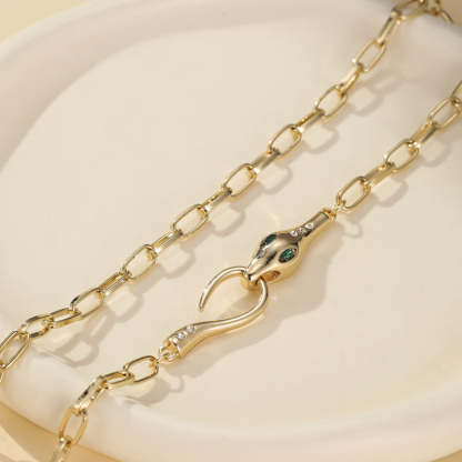 Vintage Metal Diamond Ouroboros Necklace-consonak