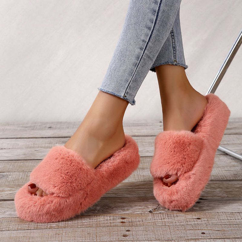 Casual Thick Sole Juwai Plush Slippers-consonak