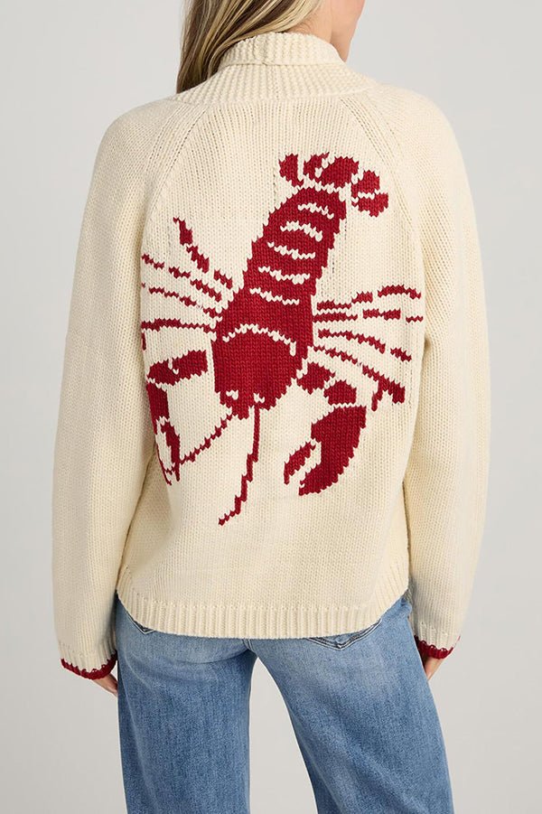 Fashion Lobster Pattern Casual Long Sleeve Knit Cardigan-consonak