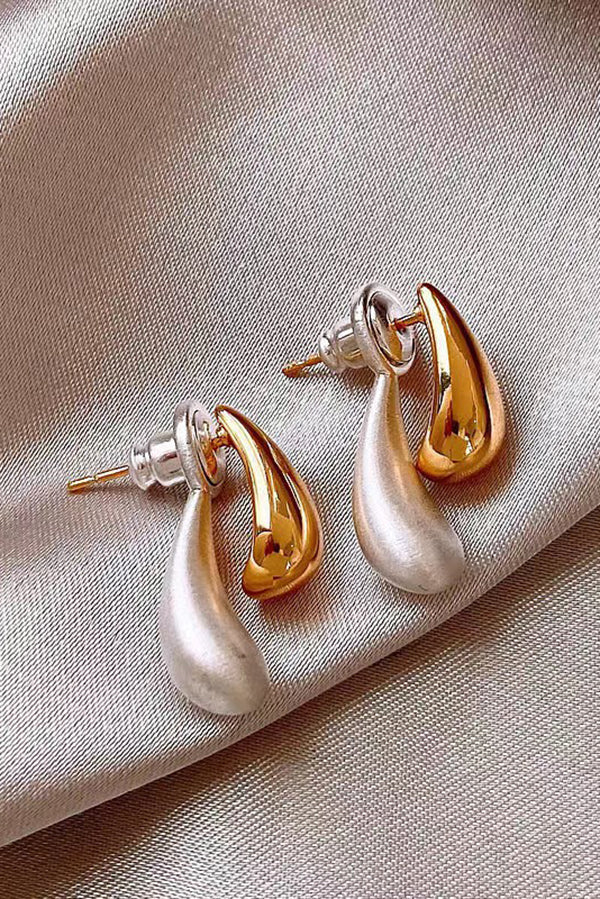 French Versatile Contrast Color Drop Shape Stud Earrings | Consonak