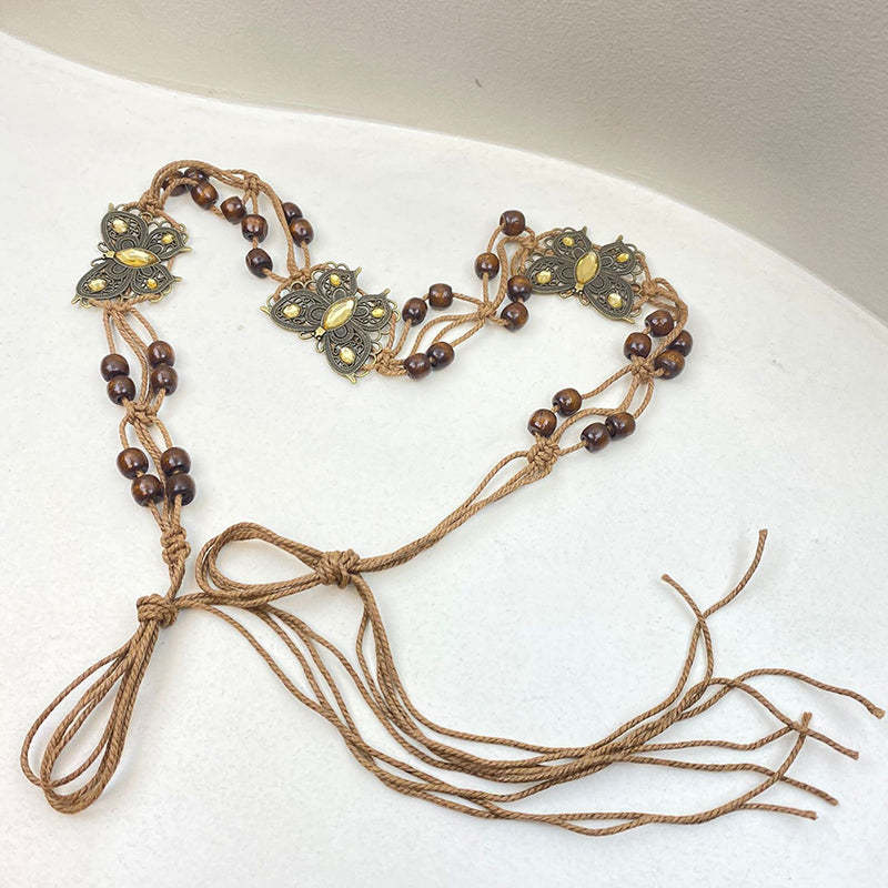 Bohemian Metallic Butterfly Handwoven Belt-consonak