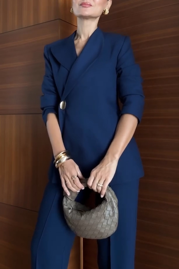 Exquisite and Fashionable Stand Lapel Neck Metal Button Long Sleeve Blazer-consonak