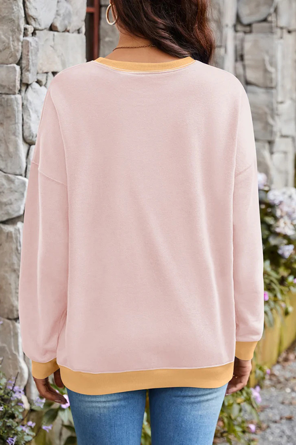 Fashionable Contrasting Color Loose Long-sleeved Casual Sweatshirt-consonak