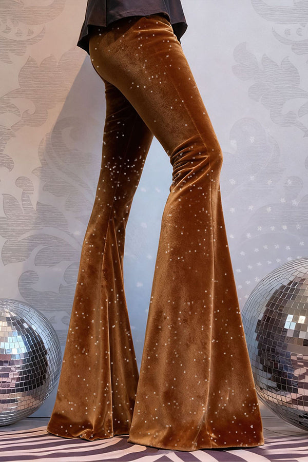 Stylish Velvet High-waisted Draped Casual Flared Pants-consonak