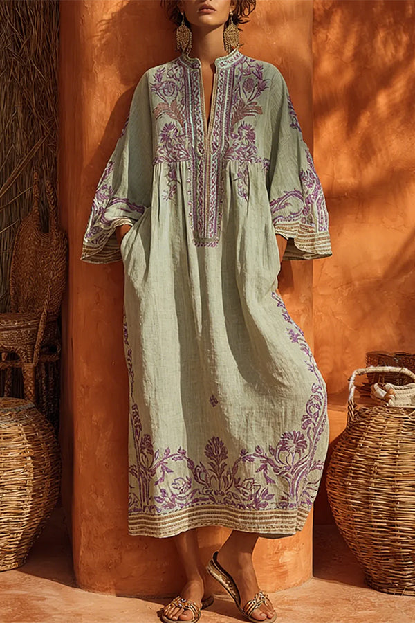The Sage & Lavender Embroidered Kaftan-Consonak
