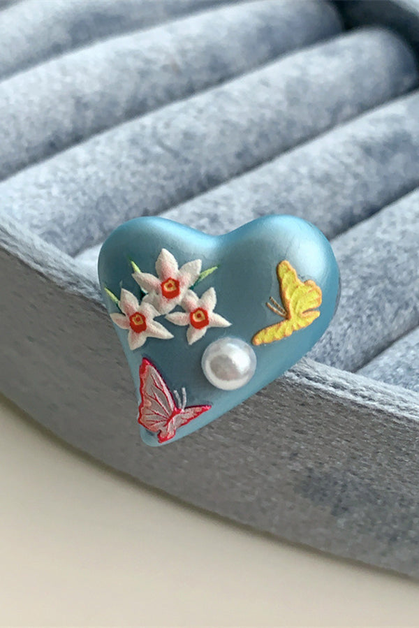 Colorful Dopamine Haze Blue Hand-painted Ring-consonak