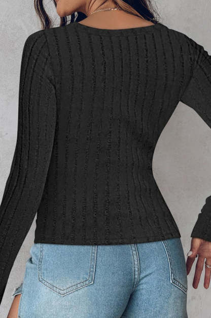 Solid Color Slim Long Sleeve Round Neck Thermal Top-consonak