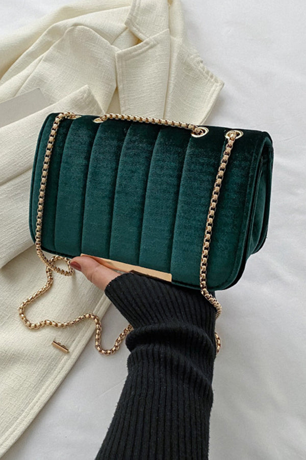 Fashionable Velvet Stylish Chain Simple Crossbody Bag-consonak