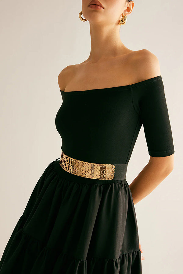 Fashionable Metal Fish Scale Elastic Belt-consonak