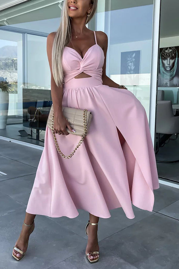 Florida Keys Cutie Pocketed Cutout Slit Midi Dress | Consonak