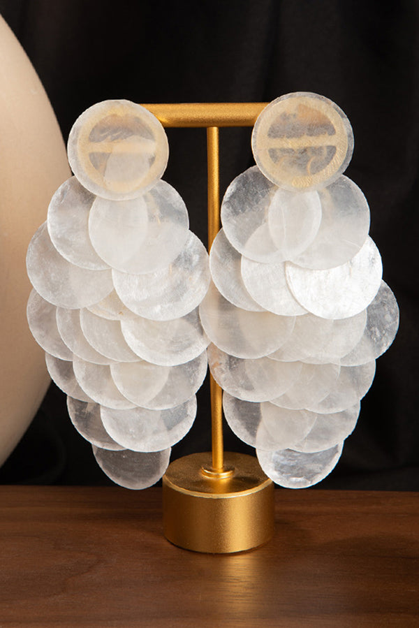 Resort Style Colorful Round Shell Tassel Earrings-consonak