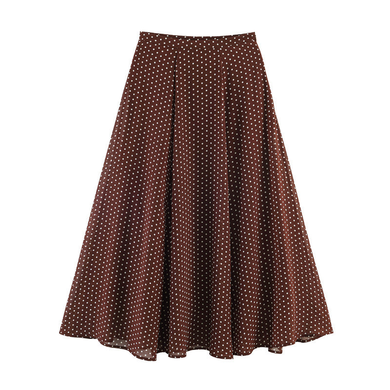 Seraphina Draped Bias-Cut Polka Dot Skirt-Consonak