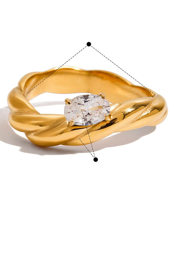 Fashion Stainless Steel Zircon Ring-consonak