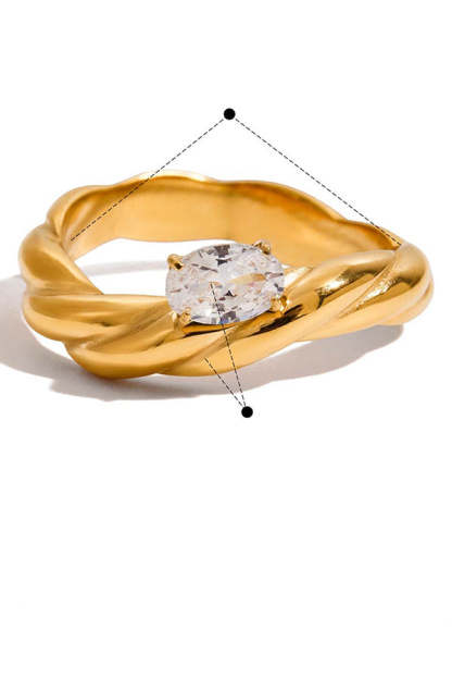 Fashion Stainless Steel Zircon Ring-consonak