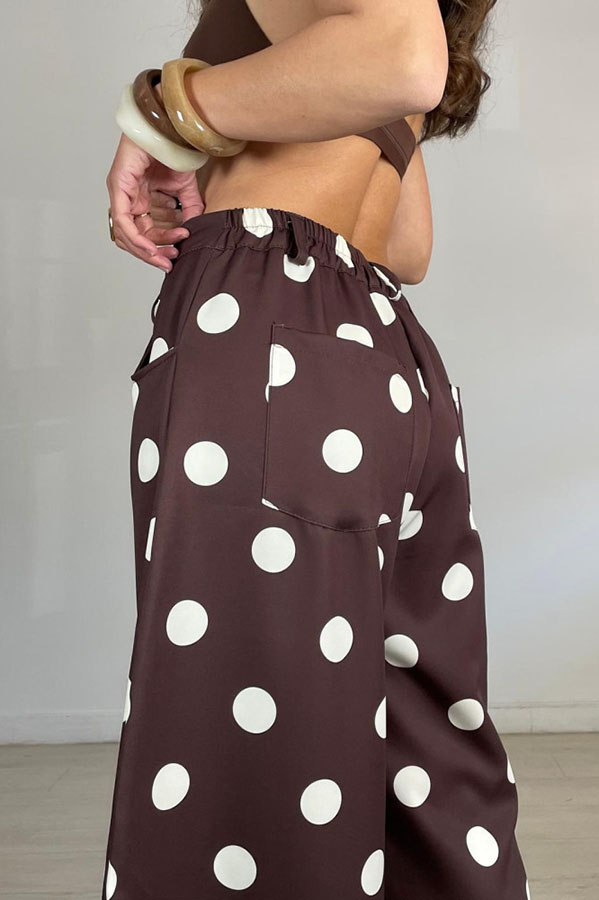 Jino Polka-Dot Print High Rise Elastic Waist Pocket Bloomers Pants