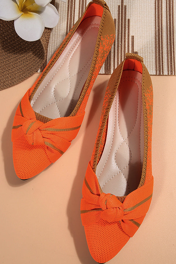 Fashionable Bow Colorblock Casual Flats-consonak