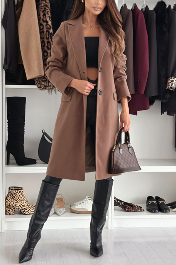 Fashionable Casual Lapel Long Sleeve Single Breasted Loose Coat-consonak