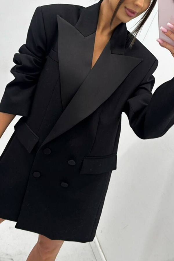 Chic Style Satin Lapel Button Up Long Sleeve Oversized Blazer-consonak