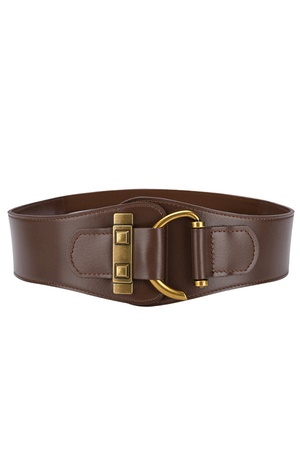 Retro Style Waist-hugging Wide Leather Belt-consonak
