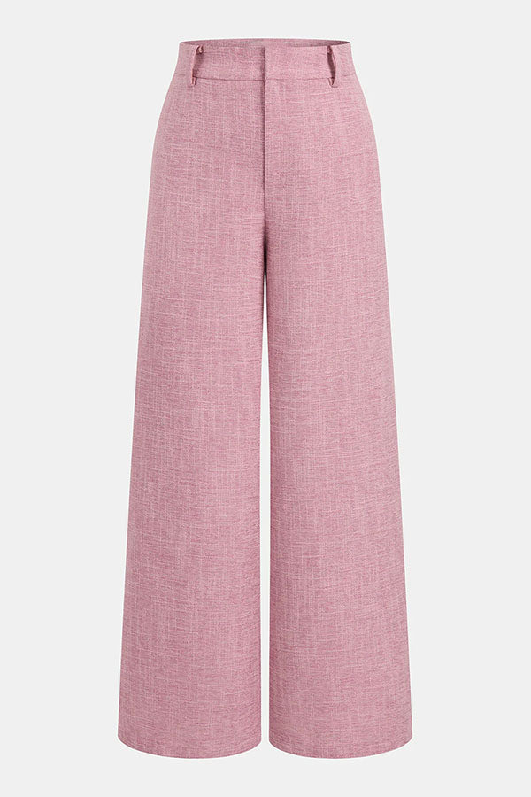 City Outfit Linen Blend Metal Button Halter Vest and Pocket Wide Leg Pants Set | Consonak