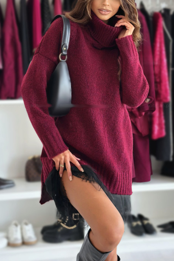 Breezy City Knit Turtleneck Long Sleeve Relaxed Sweater | Consonak