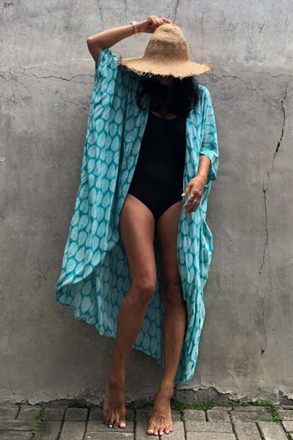 Hidden Island Boho Printed Kimono Beach Cover-up-consonak