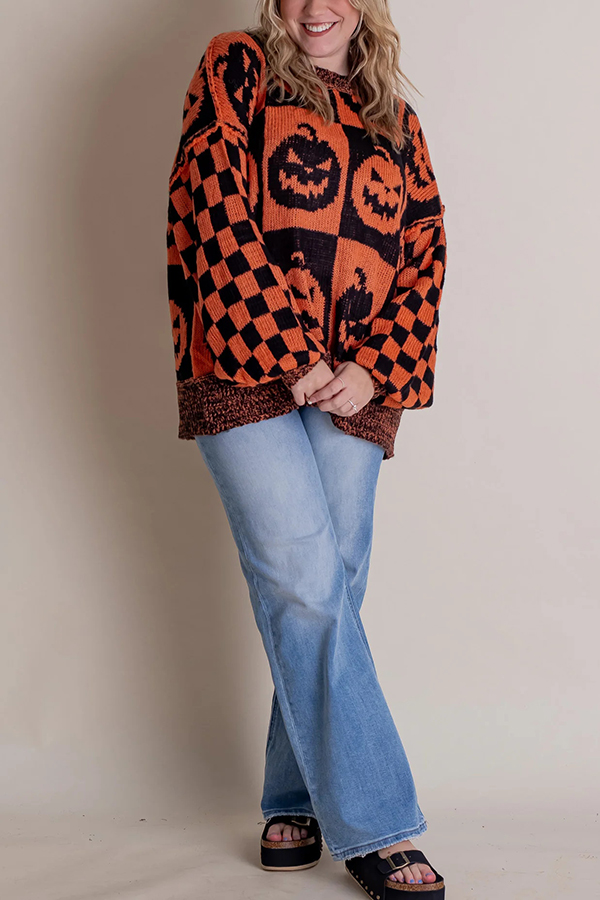 Halloween Casual Loose Crew Neck Sweater-consonak
