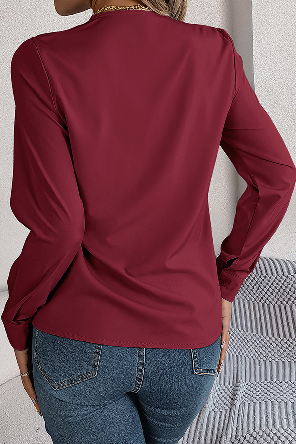Elegant Layered V-neck Long-sleeved Casual Shirt | Consonak