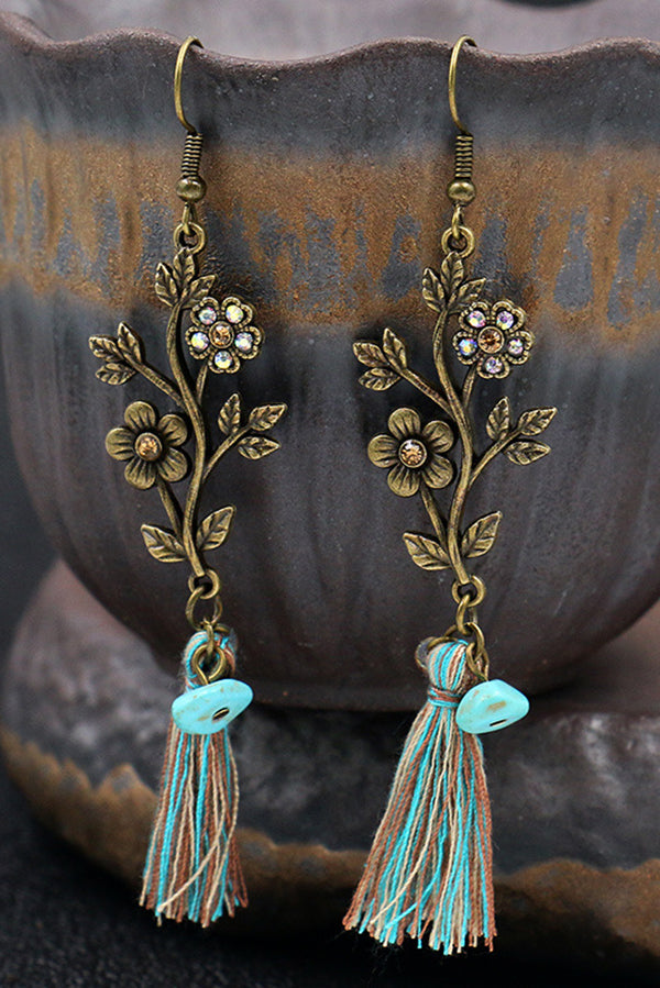 Fashionable Hollow Carved Alloy Tassel Retro Earrings-consonak