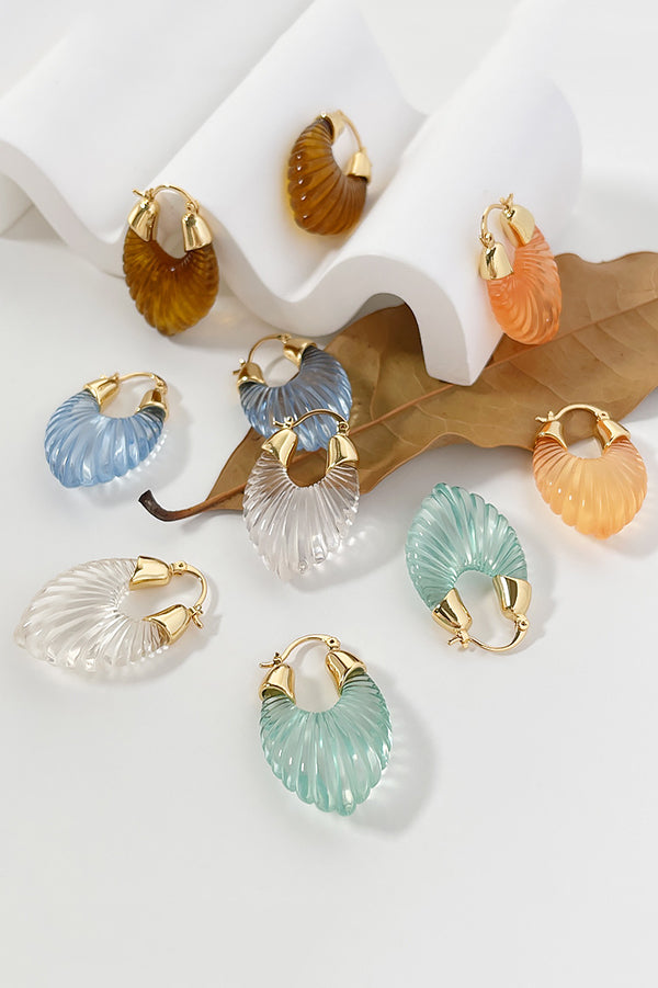 Fashion Candy-colored Glass-feel Striped Small Wing Earrings-consonak
