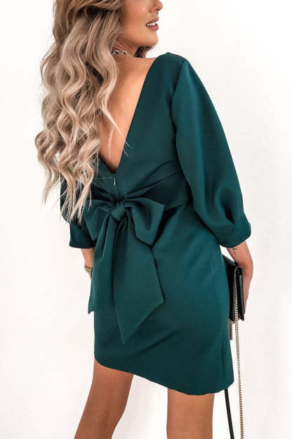 Cute Collab Bowknot Decor V-Back Cocktail Party Dress-consonak