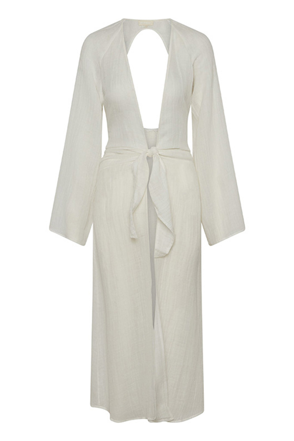 Emily Cotton Linen Blend Free Lace-up Backless Beach Cover-up-consonak