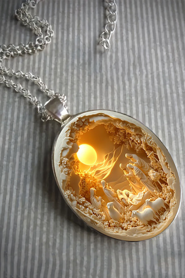 Sacred Religious Scene Glass Necklace | Consonak