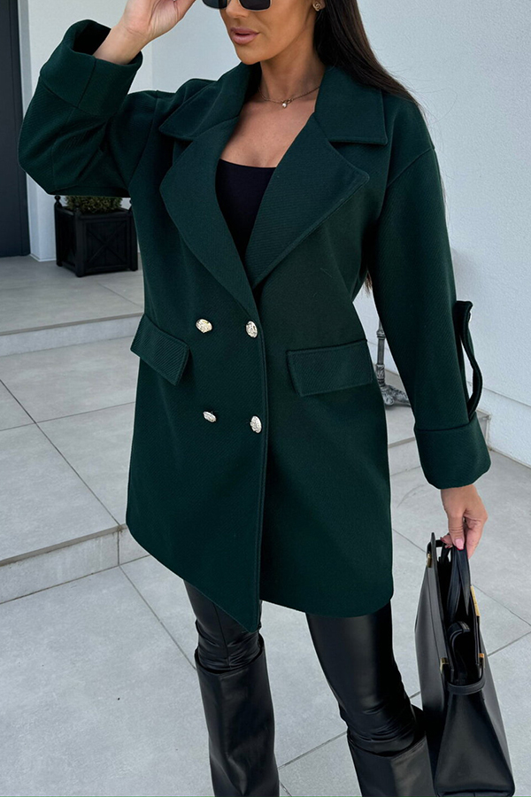 Stylish Lapel Double-breasted Loose Coat-consonak