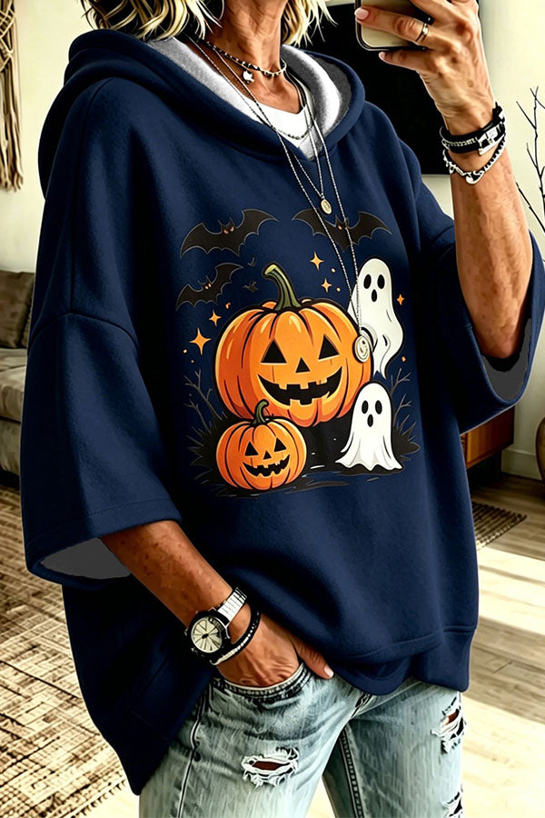 Halloween Pumpkin Graphic Oversized Hoodie-Consonak