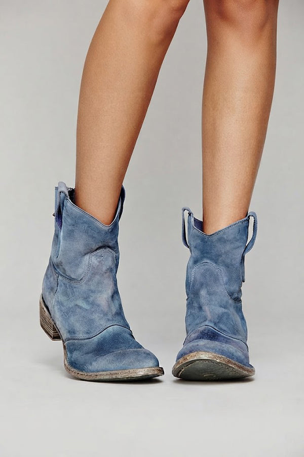 Faux Suede Mid-calf Boots with Low Heels-Consonak