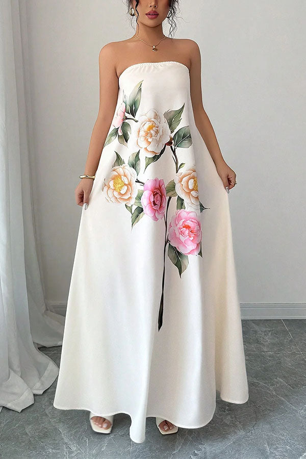 Florence Romantic Floral Tube Dress-Consonak