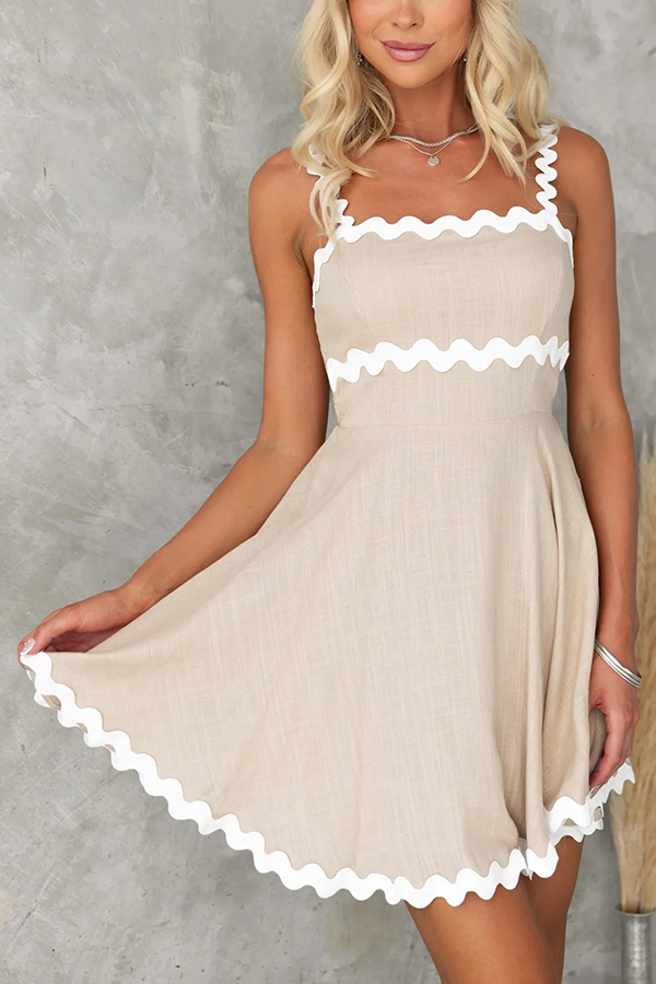 Aimie Solid Color Wavy Lace Sexy Suspender Mini Dress-consonak