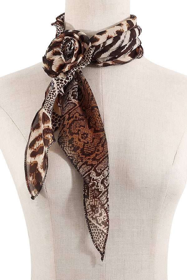Fashionable and Versatile Leopard Print Polka Dot Rose Scarf | Consonak