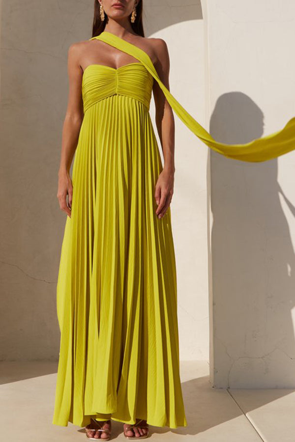 Exquisite Princess Pleated Off Shoulder with Scarf Party Maxi Dress | Consonak