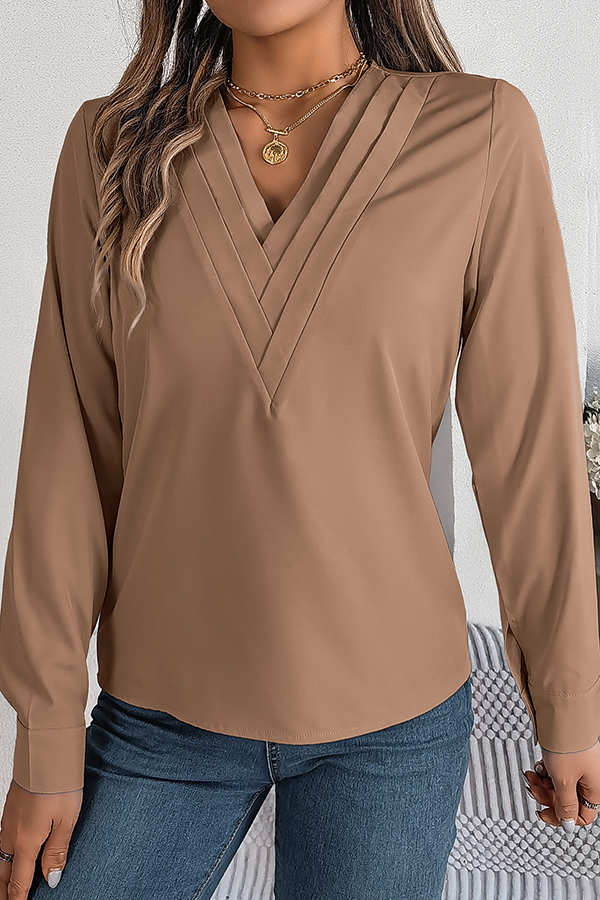 Elegant Layered V-neck Long-sleeved Casual Shirt | Consonak