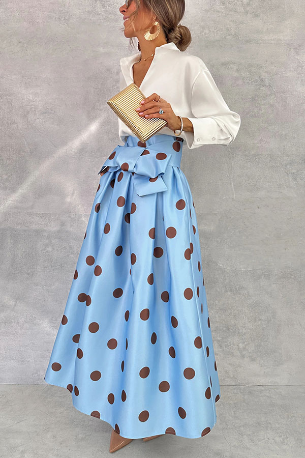 Moonlight Elegance Satin Oversized Bow Waist Pocket Umbrella Maxi Skirt-consonak