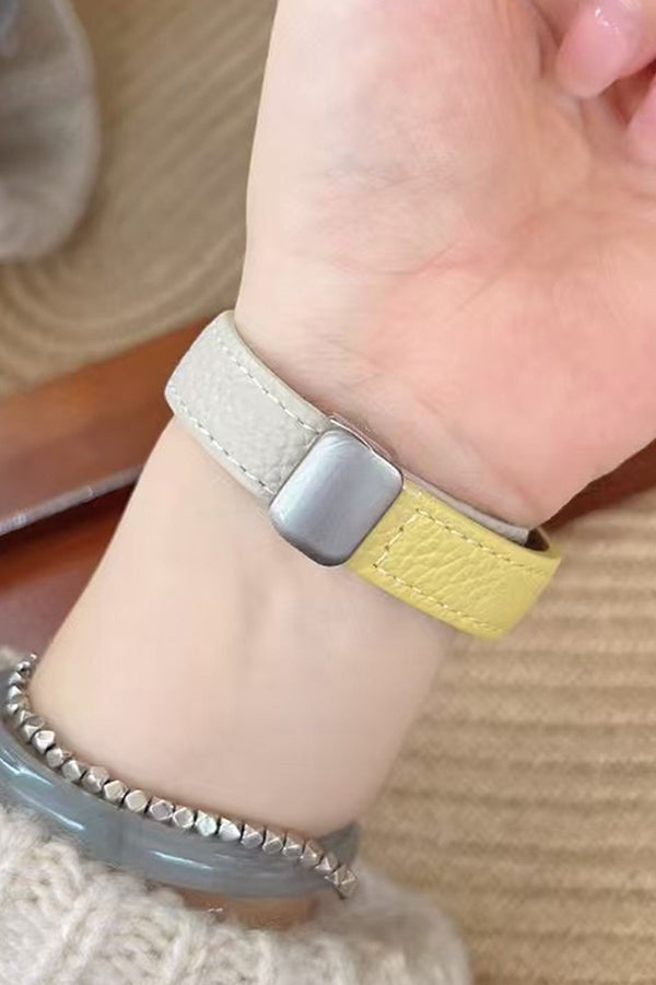 Square Steel Case Dopamine Color Matching Leather Strap Watch-consonak