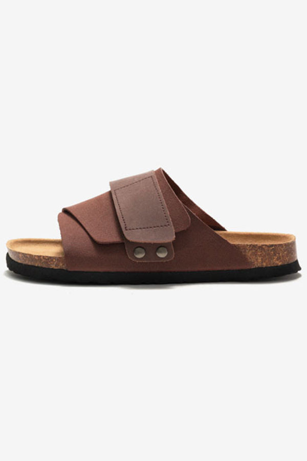 Frosted Leather Beach Slip-on Sandals-consonak