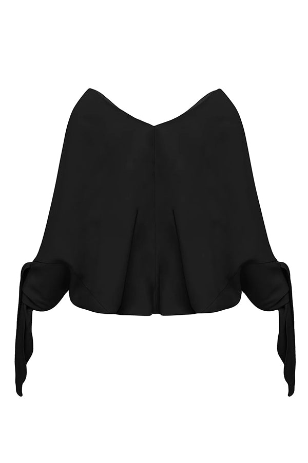 Joyful Bond Linen Blend V-neck Knotted Cuff Half Sleeve Loose Top | Consonak